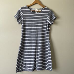 Sail to Sable Anthropologie Striped  Dress M Navy White Nautical Resort Beach
